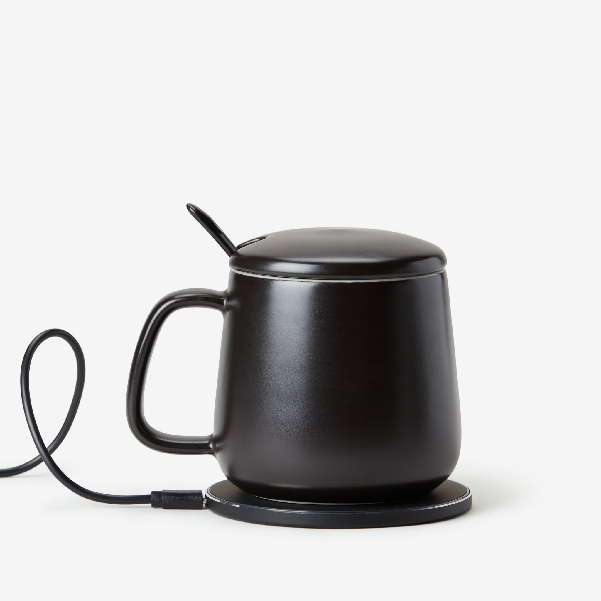 TJ Riley Coffee Mug And Warmer Set, 12 Oz, Black